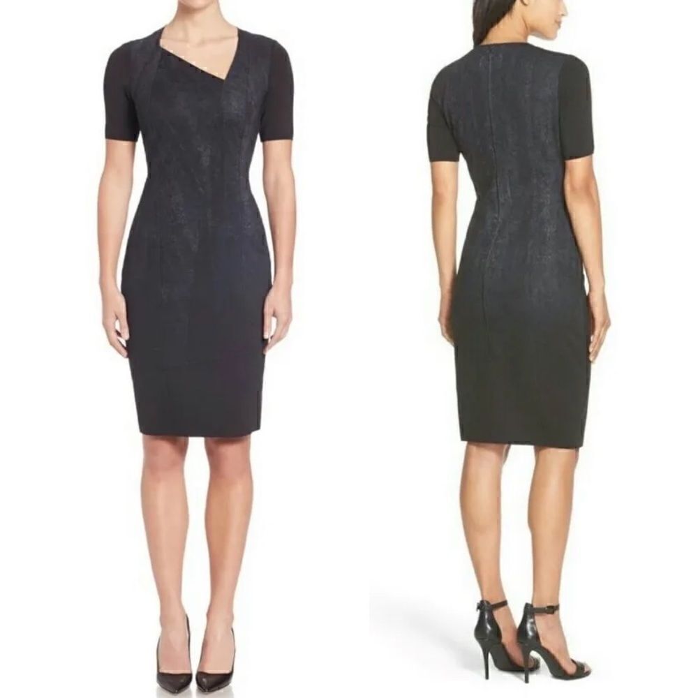 ELIE TAHARI Karli Black Scuba Stretch Dress-0